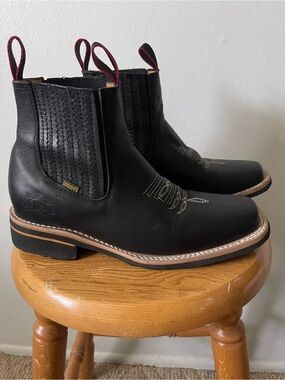 Diego Black Leather Cowboy Chelsea Boot